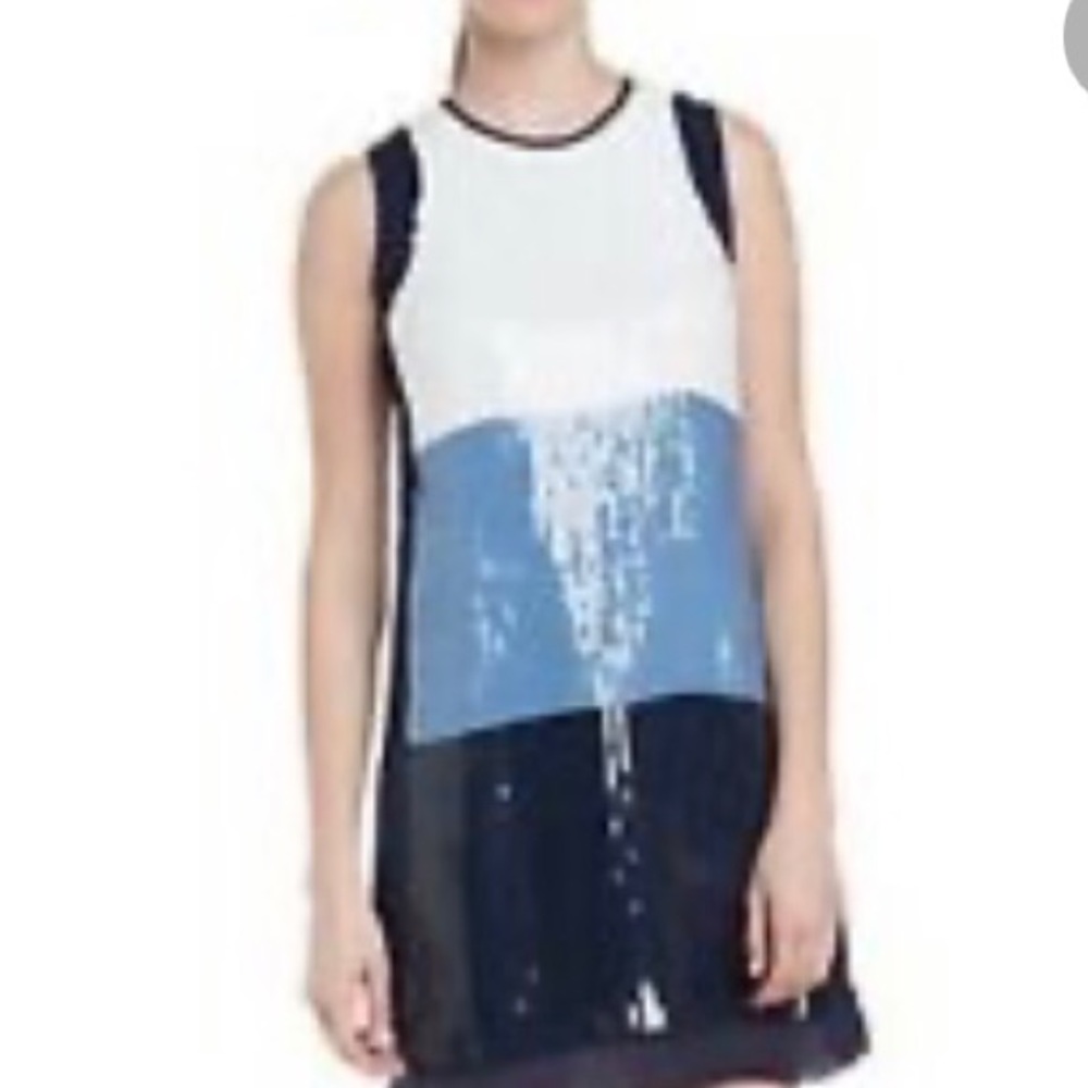Silk sequin blue shift dress By Shoshanna